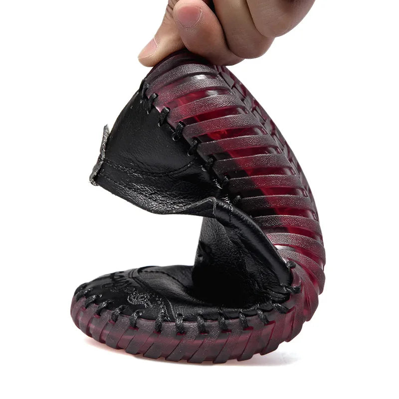 Spring Ladies Genuine Leather Handmade Shoes Women Hook &Loop Flat Shoes Women 2019 Autumn Soft Loafers Flats fgb5