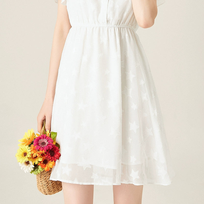 Doll Collar Summer High Waist Slim Looking XINGX Dress