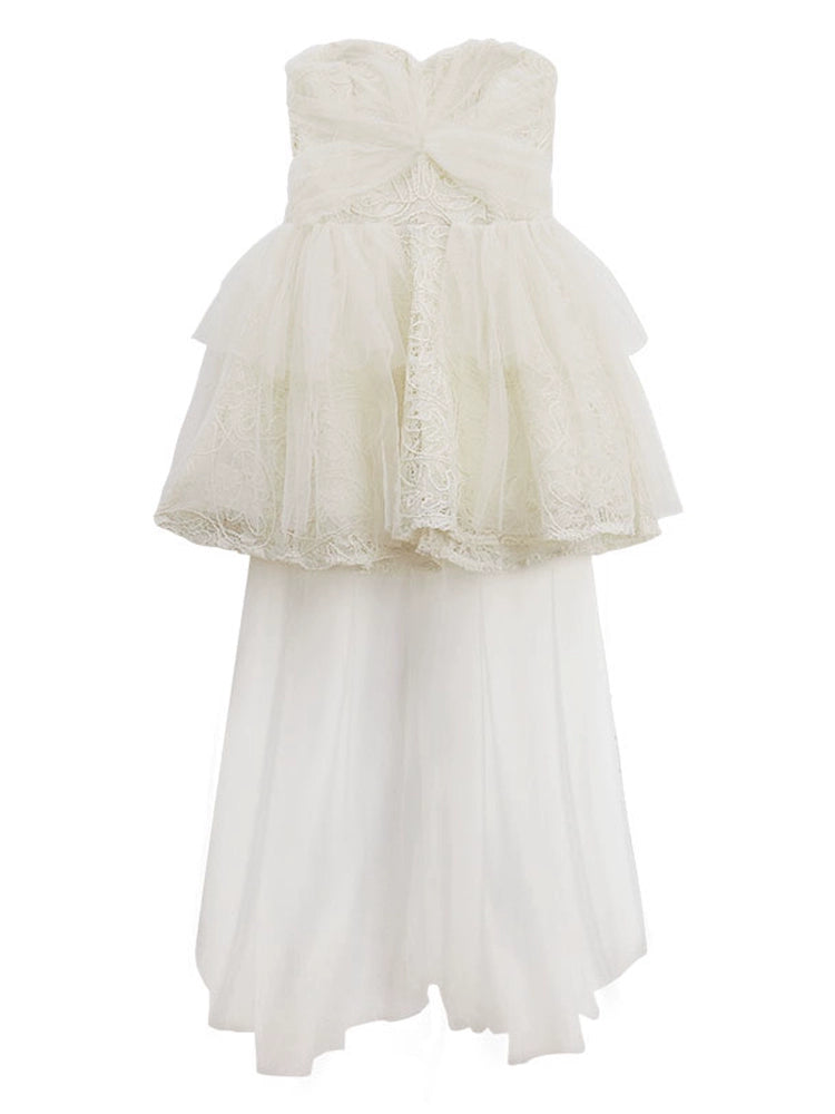 Princess Style Cinched Mesh Tube Top Tutu Dress