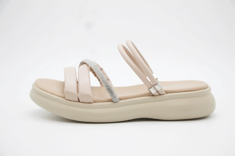 Dadong Sweet Style Mid Heel Flat Dual-Wear Rhinestone Strap