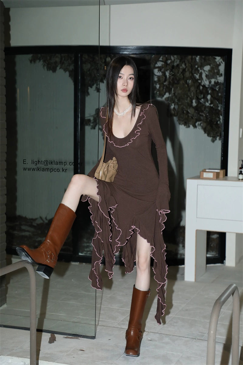 Beauty Slim Fit Backless Knitted Irregular Dress
