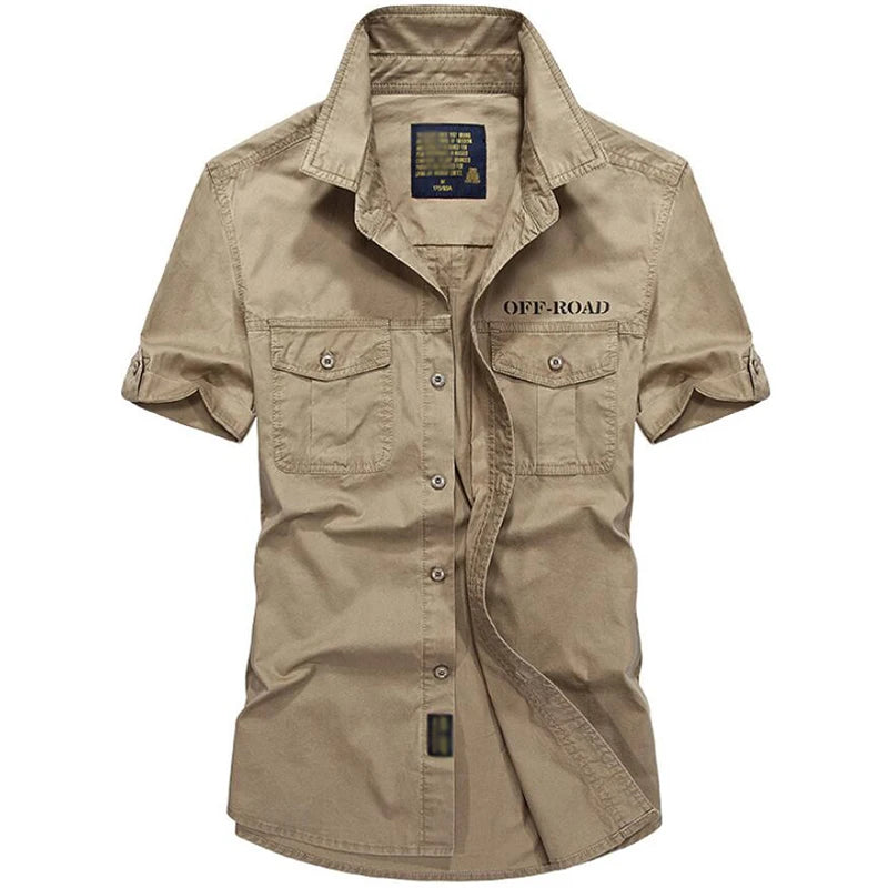 Military Shirt Men Casual 100% Cotton Short Sleeve Army Shirts Camisa Masculina Social Shirt Mens Fashion Outwear Summer Clothes