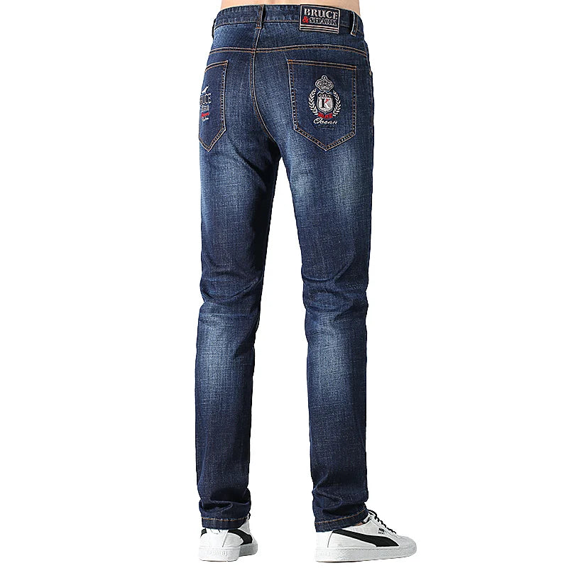 Bruce&Shark New Summer Men Jeans Stretch Cotton Straight Style Casual  Fashion Denim Jeans men's pants Super Quality big size 42