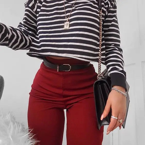 Autumn Fashion Women's Long Sleeve Crop Top T-Shirts Casual Women Loose Pullover Tops Spring Clothes Outdoor Short T-Shirt Suits