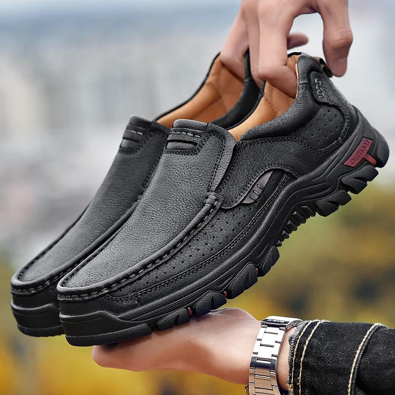 Hot Sale Genuine Leather Shoes Men Comfortable First Layer Cowhide Sneakers Men Breathable Non-Slip Casual Shoes Big Size 38-50