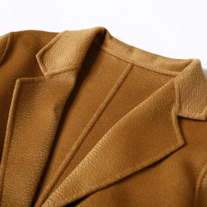 European and American water wave cashmere coat women's 2023 new medium and long winter wool coat double-sided women's cloth coat