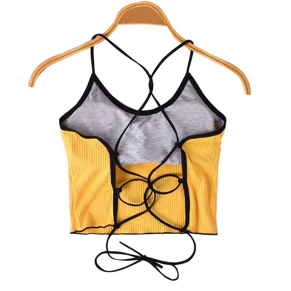 HELIAR Women Halter Tops Backless Bandage Sexy Crop Tops Women Lingerie Underwear Tops Padded Cotton Crop Tops Women Summer