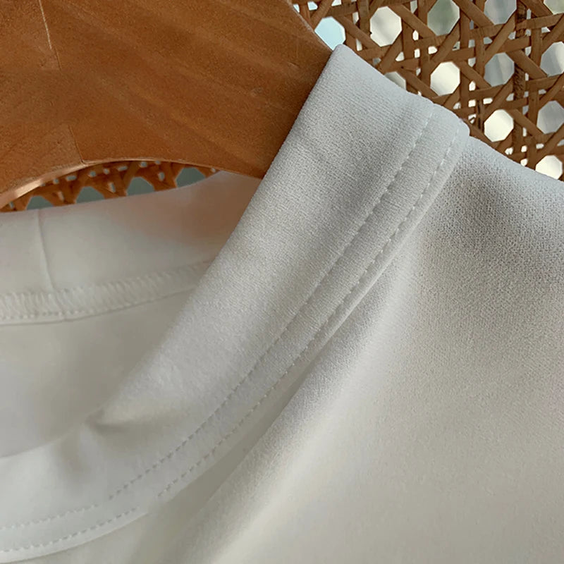 CHICEVER Casual Ruched Women's Tank Tops Stand Collar Sleeveless Irregular Large Size Loose Vests Female 2022 Summer Clothes New