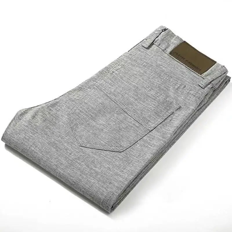 Men's Pants Summer Fashion Korea Slim Fit Straight Linen Cotton Thin Business Men's Trousers Male Casual Pants Men's Clothing