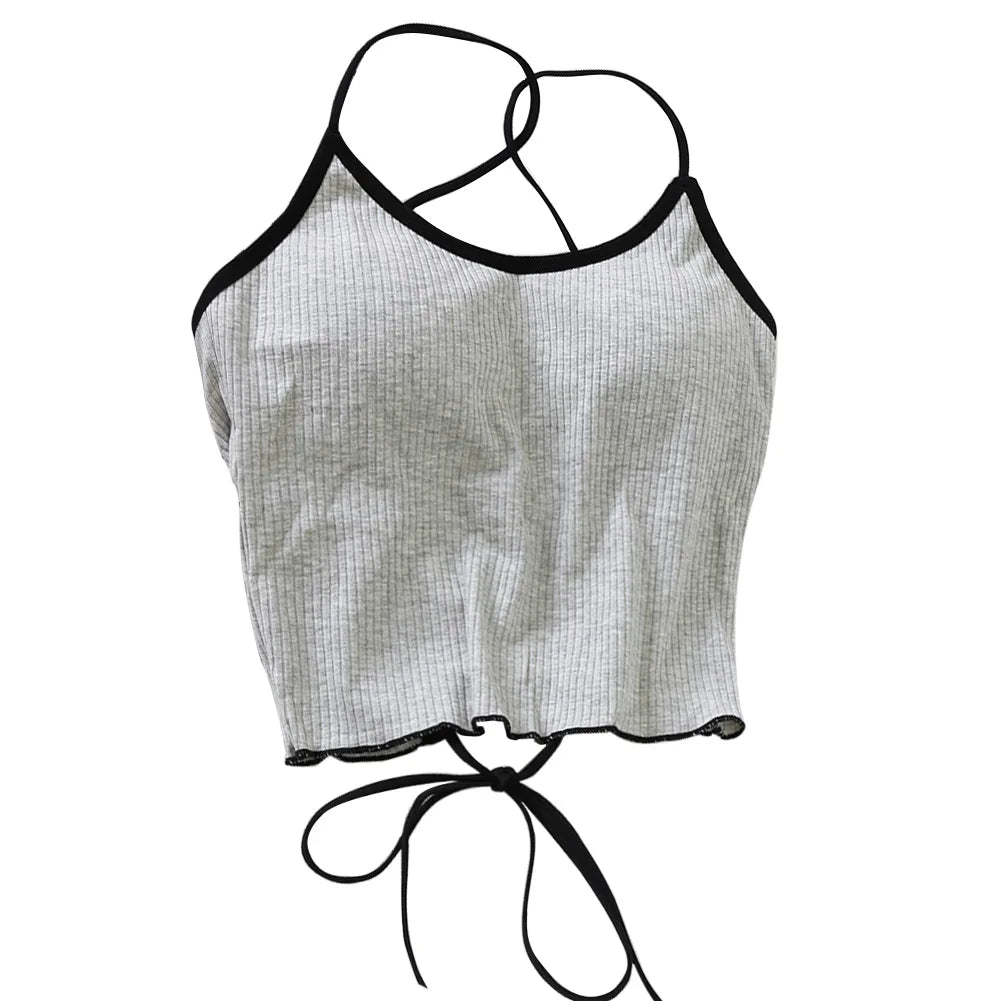 HELIAR Women Halter Tops Backless Bandage Sexy Crop Tops Women Lingerie Underwear Tops Padded Cotton Crop Tops Women Summer
