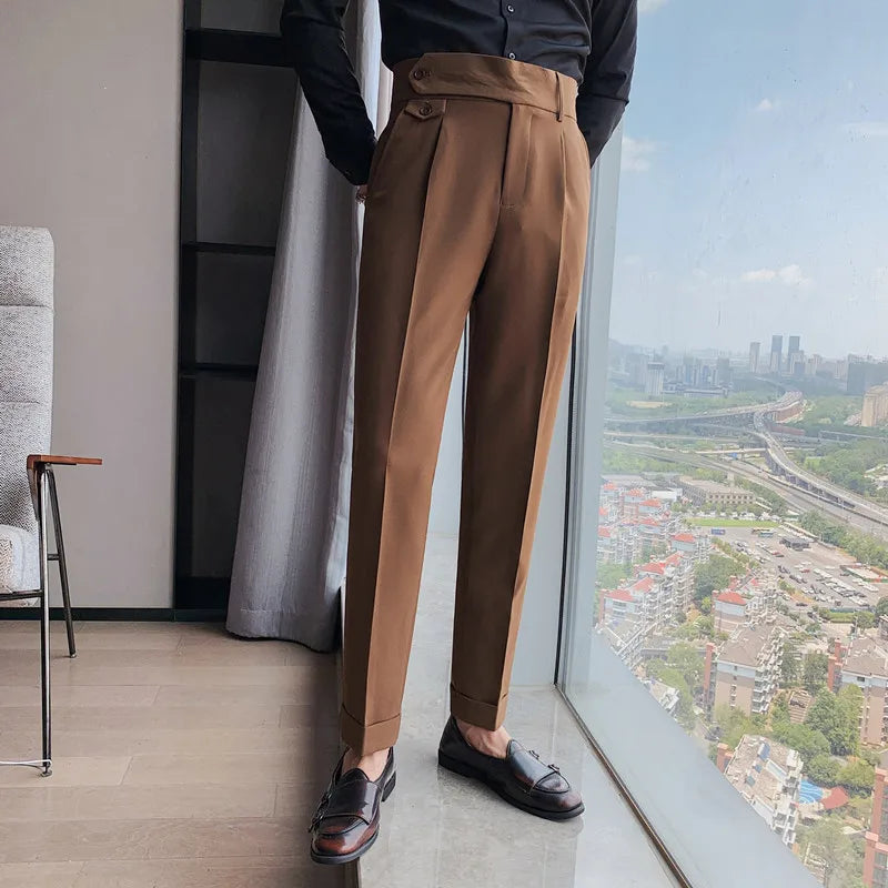 British Dress Pants For Men Clothing 2024 Fashion High Waist Men's Pants Elegant Business Formal Wear Men Trousers High Quality