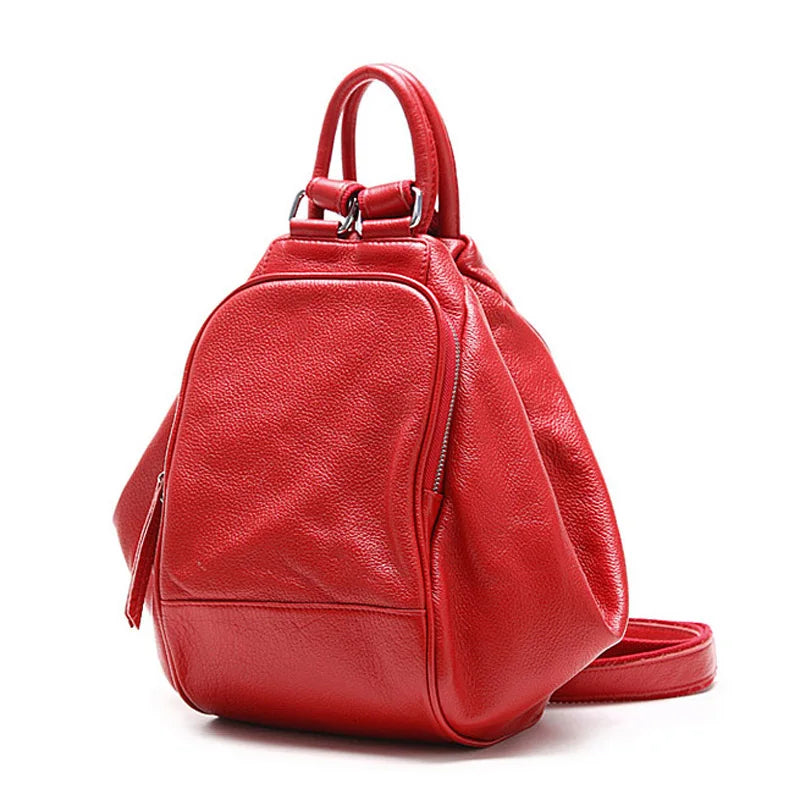 AODUX Soft Full Grain Genuine Leather Guaranteed Women White Red Yellow Backpack Top Layer Cowhide Top Layer Cow Skin Backpacks