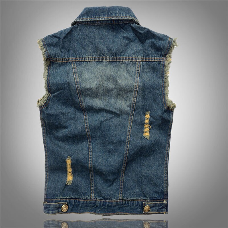 DIMUSI Summer Ripped Mens Denim Vest Male Tank Top Washed jeans waistcoat Man Cowboy Brand Hip Hop Sleeveless Jacket 6XL,YA564