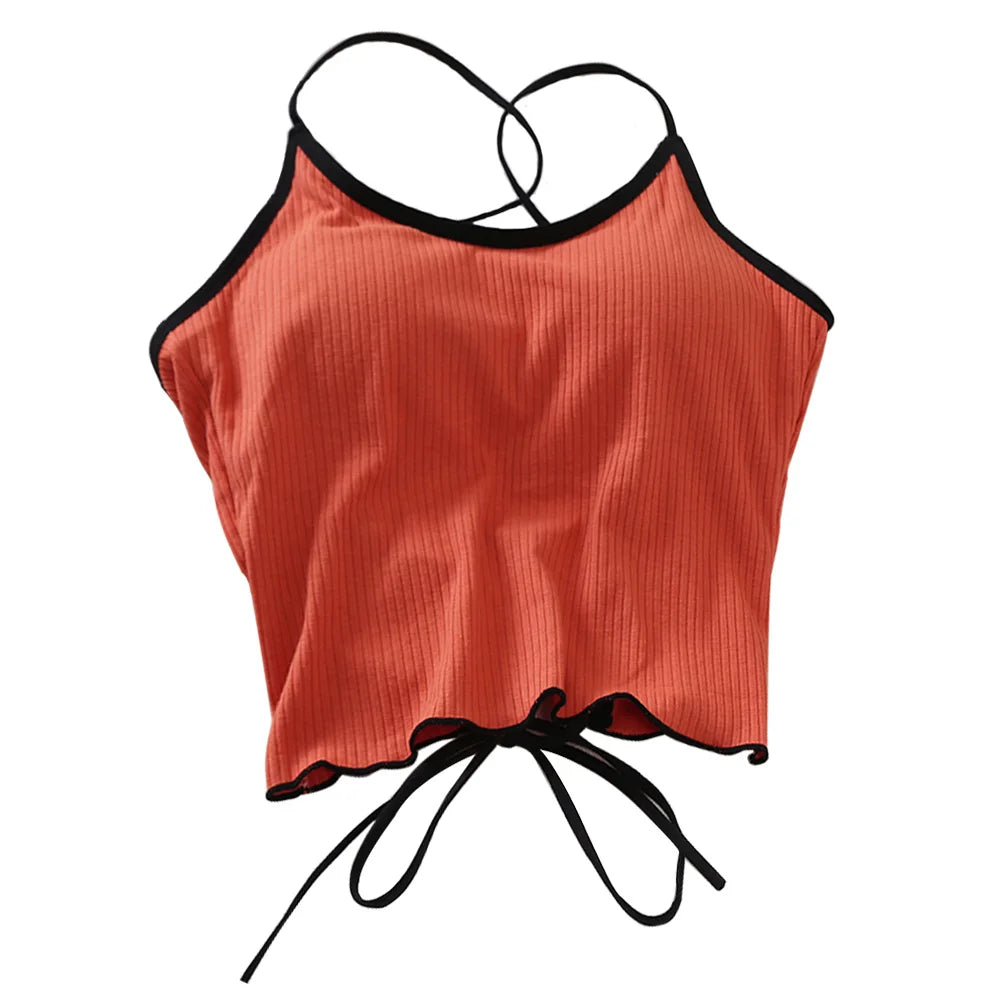 HELIAR Women Halter Tops Backless Bandage Sexy Crop Tops Women Lingerie Underwear Tops Padded Cotton Crop Tops Women Summer