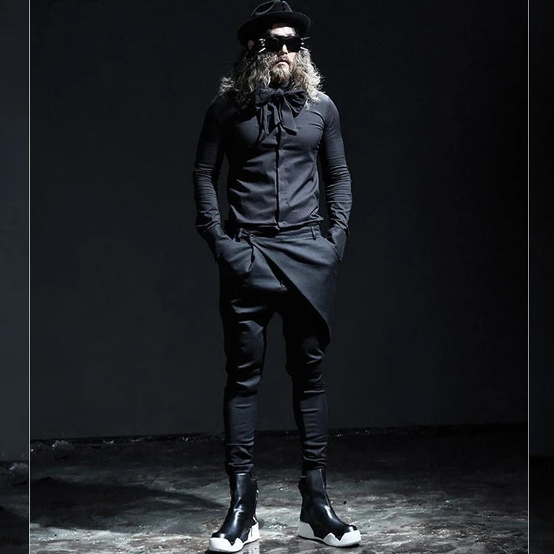 Men's pants spring and autumn design unique slim pants men's casual pants fashion repair pants large yamamoto fashion