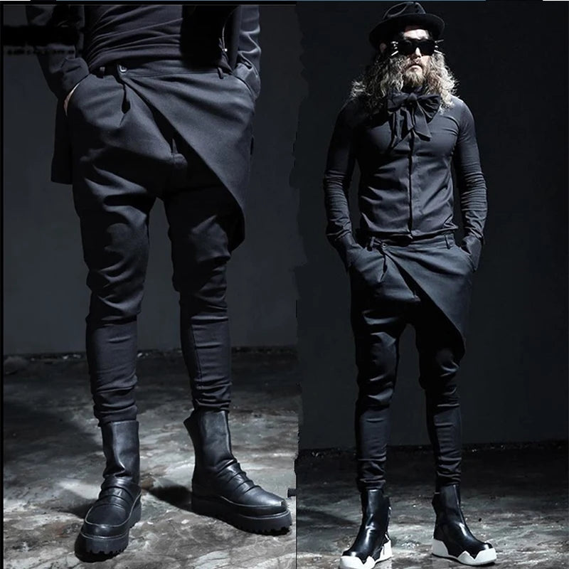 Men's pants spring and autumn design unique slim pants men's casual pants fashion repair pants large yamamoto fashion