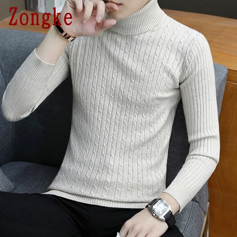 Thin White Turtleneck Men Sweater Pullover Men Clothing Korean Men Turtle Neck Spring Clothes M-3XL 2024 New