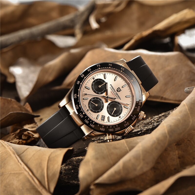 PAGANI DESIGN Top Brand New Men Quartz Wristwatch Luxury Sapphire Glass Sports Watch Rubber Strap Chronograph Watch Men Relogio