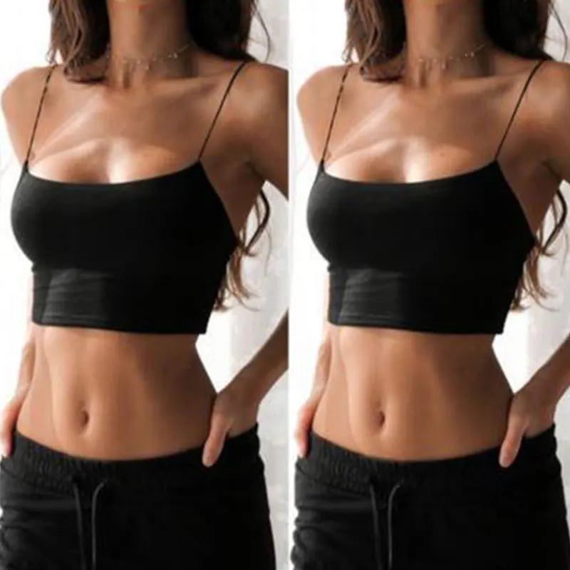T-Shirt Vest Tank Crop Women Sleeveless Sexy And Cool Strappy Bandeau Camisole Boobtube Tops Tees Summer Clothes Household