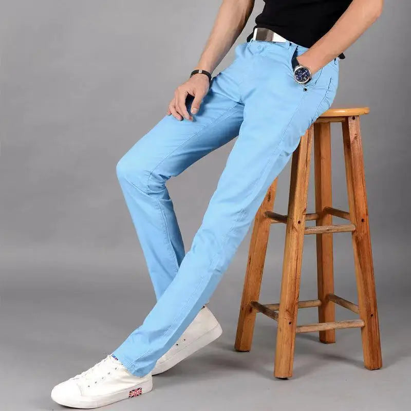 Men's Pants 2023 New Spring Summer Men's Slim Casual Pants Fashion Business Cotton Brand Thin Men Trousers 6 Colors