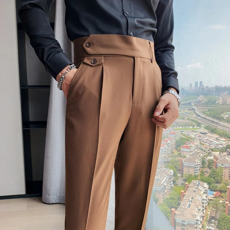 British Dress Pants For Men Clothing 2024 Fashion High Waist Men's Pants Elegant Business Formal Wear Men Trousers High Quality