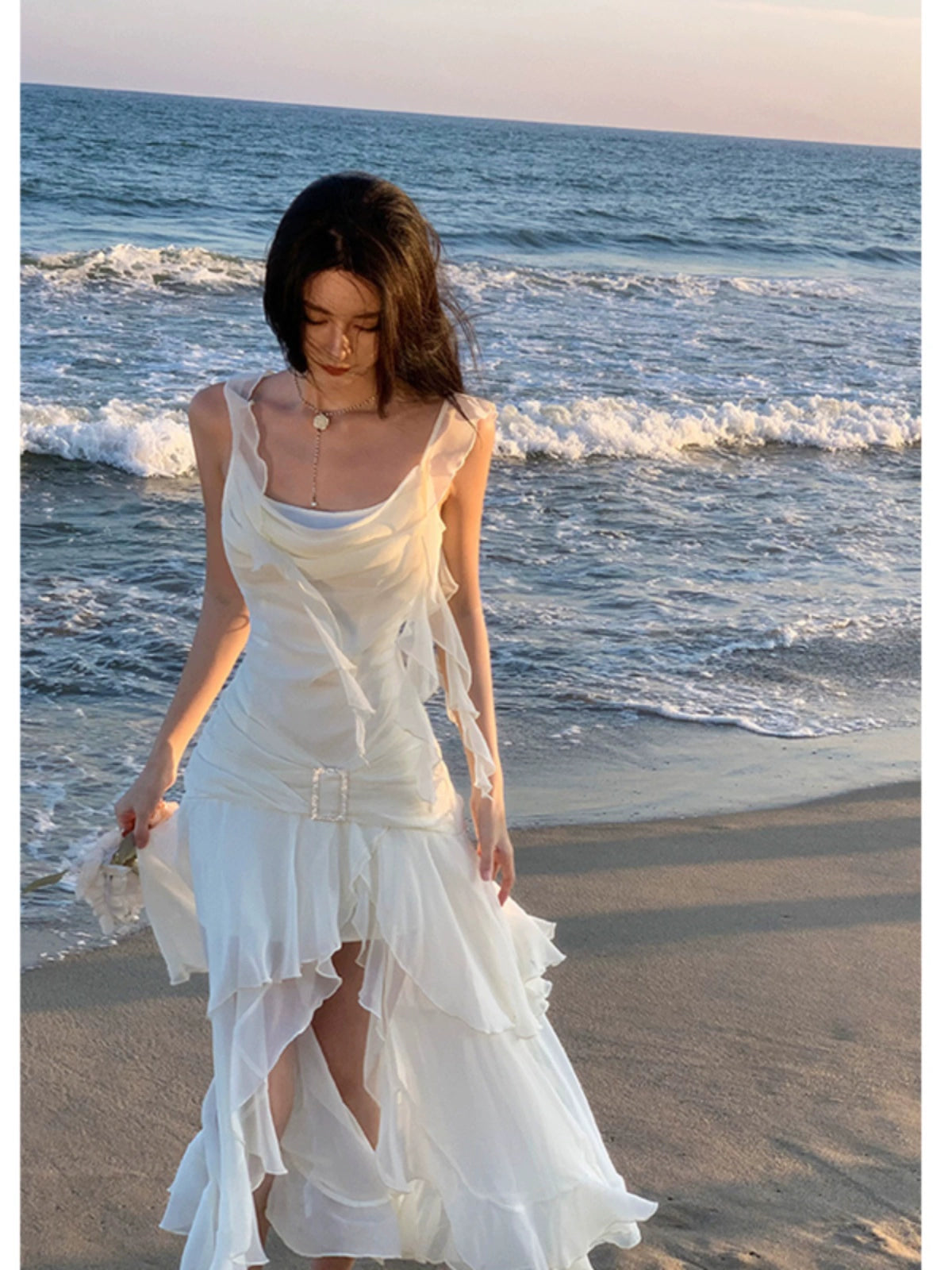 Rich Socialite Gold White Beautiful Fairy Dress Sling