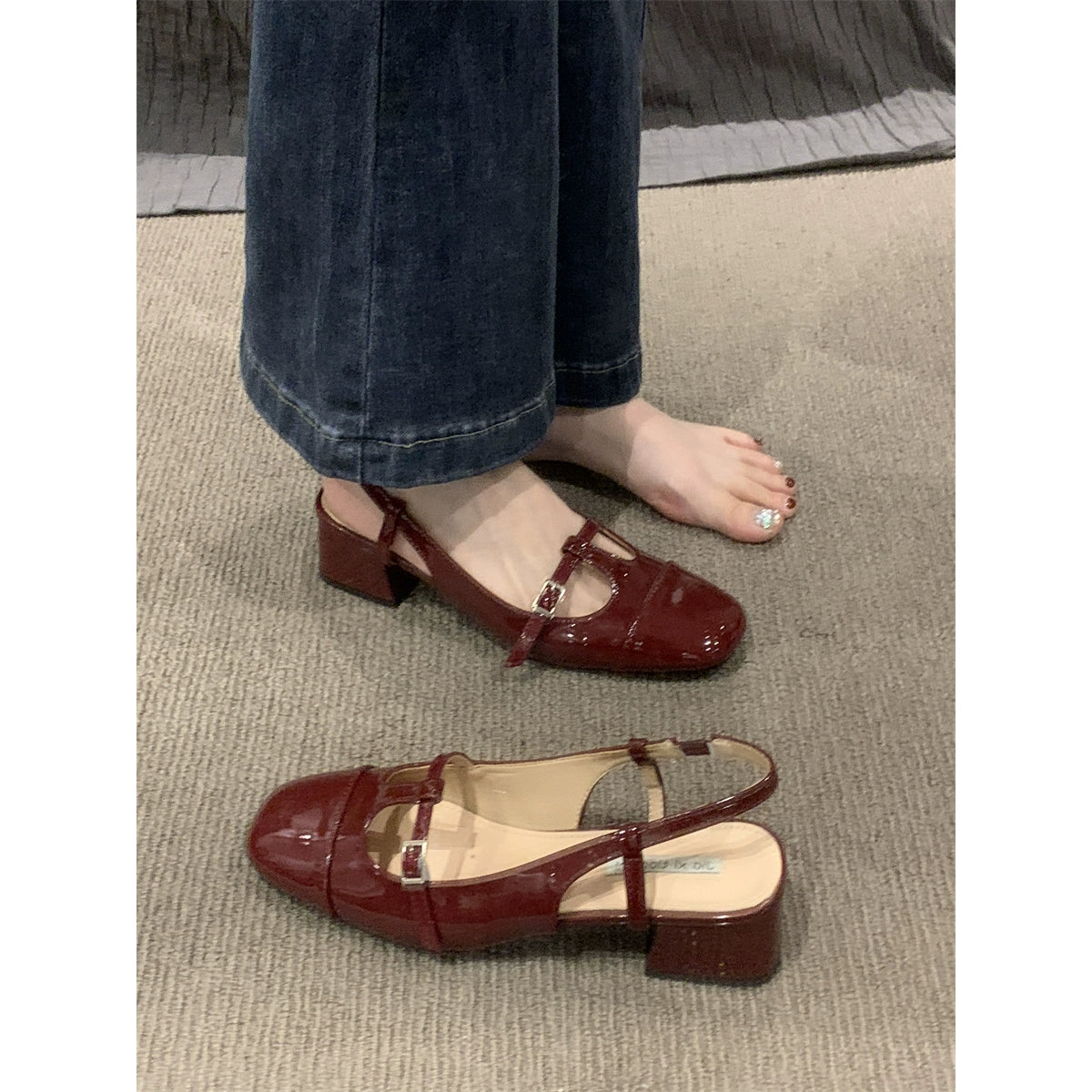 Not Tired, Thick Heel with Skirt Elegant Shallow Mouth Sandals