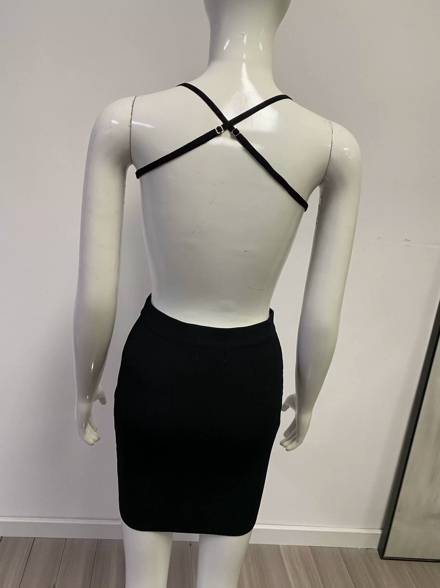 Foreign Trade Original Order Sexy Nightclub Party Sling Swing Collar Bare Back Knitting Slim Fit Sheath Bottom Dress