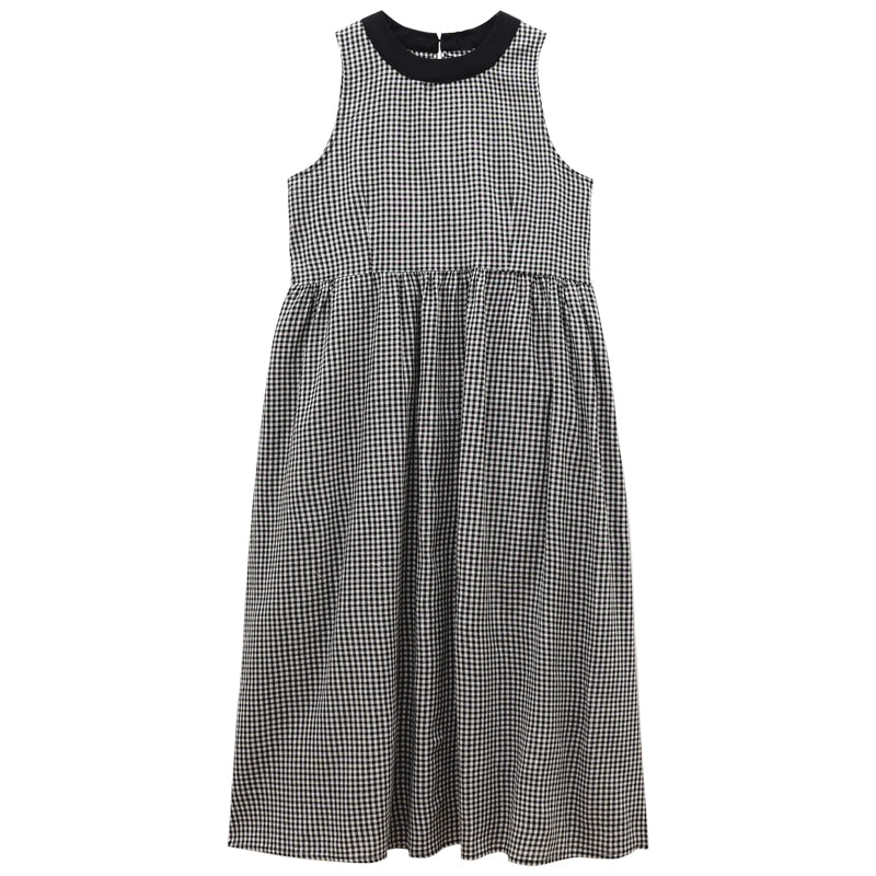 Women's Vintage Plaid Dress for Summer Casual Vest