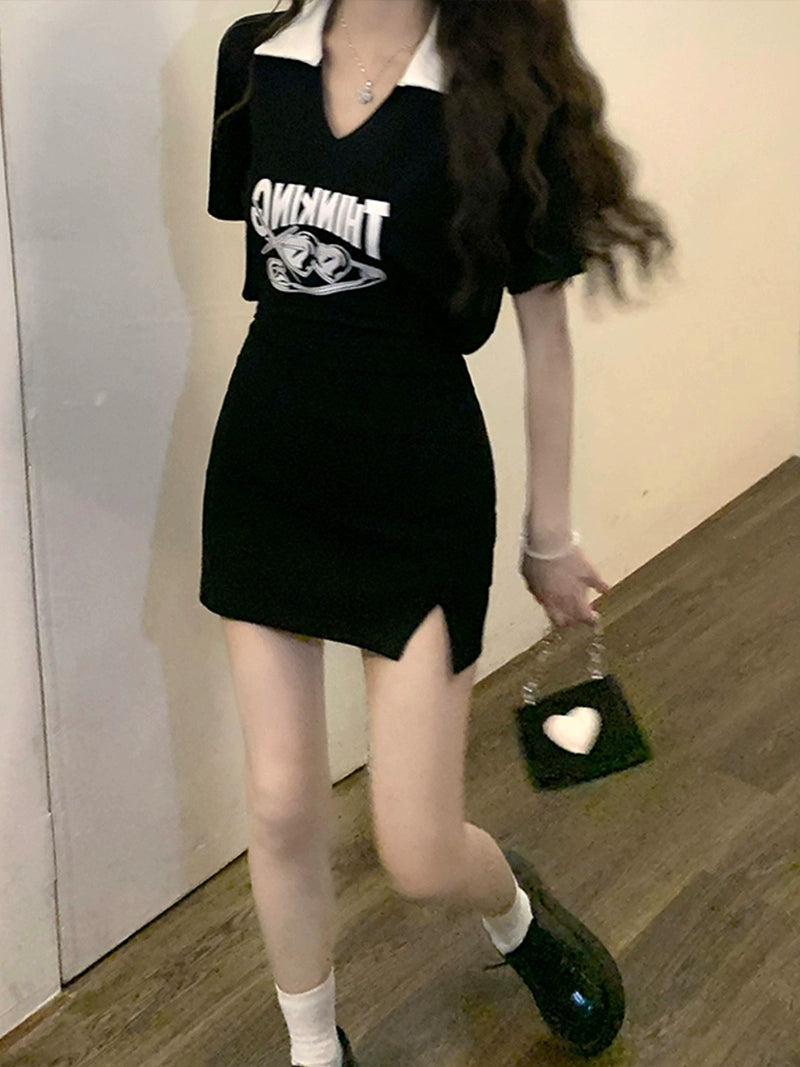 Polo Stylish Niche Midriff Outfit Hollow Dress