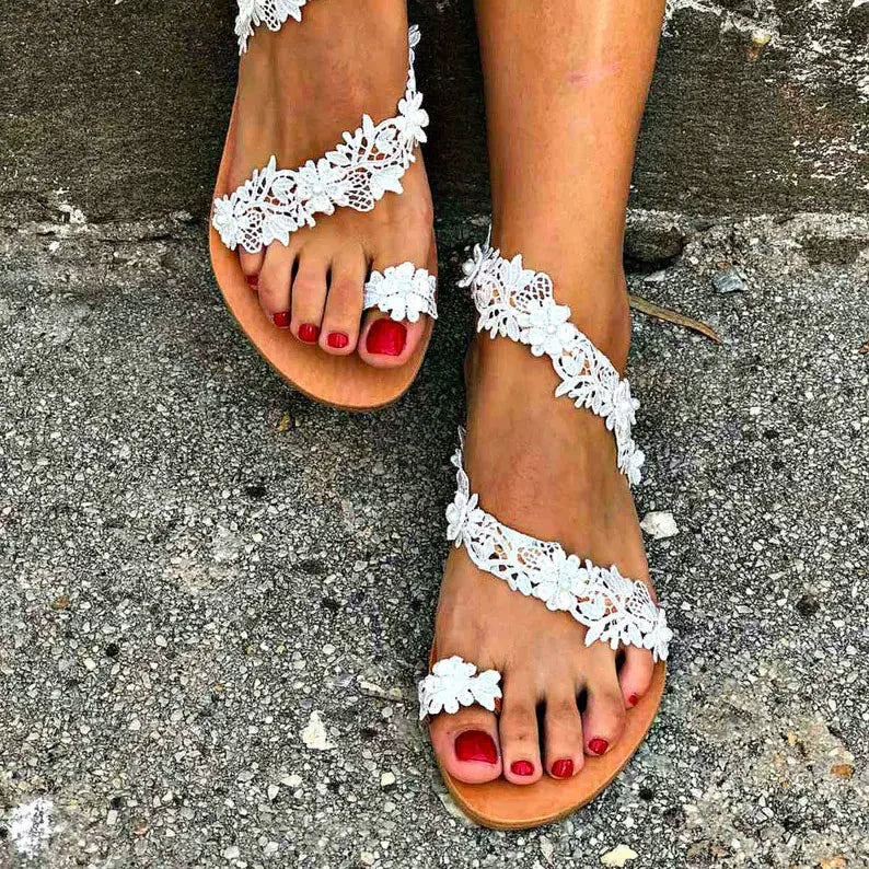 Women Flat Sandals Roman Shoes Big Size 43 Women's Bohemian Flat Heel Sandals