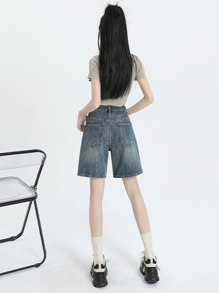 Cropped Loose Straight High Waist Vintage A- line Jeans