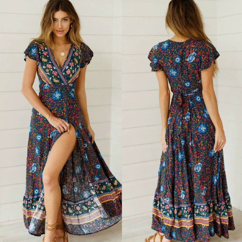 Xi Dress Summer Beach Hot Party Floral Printed Sundress 2019