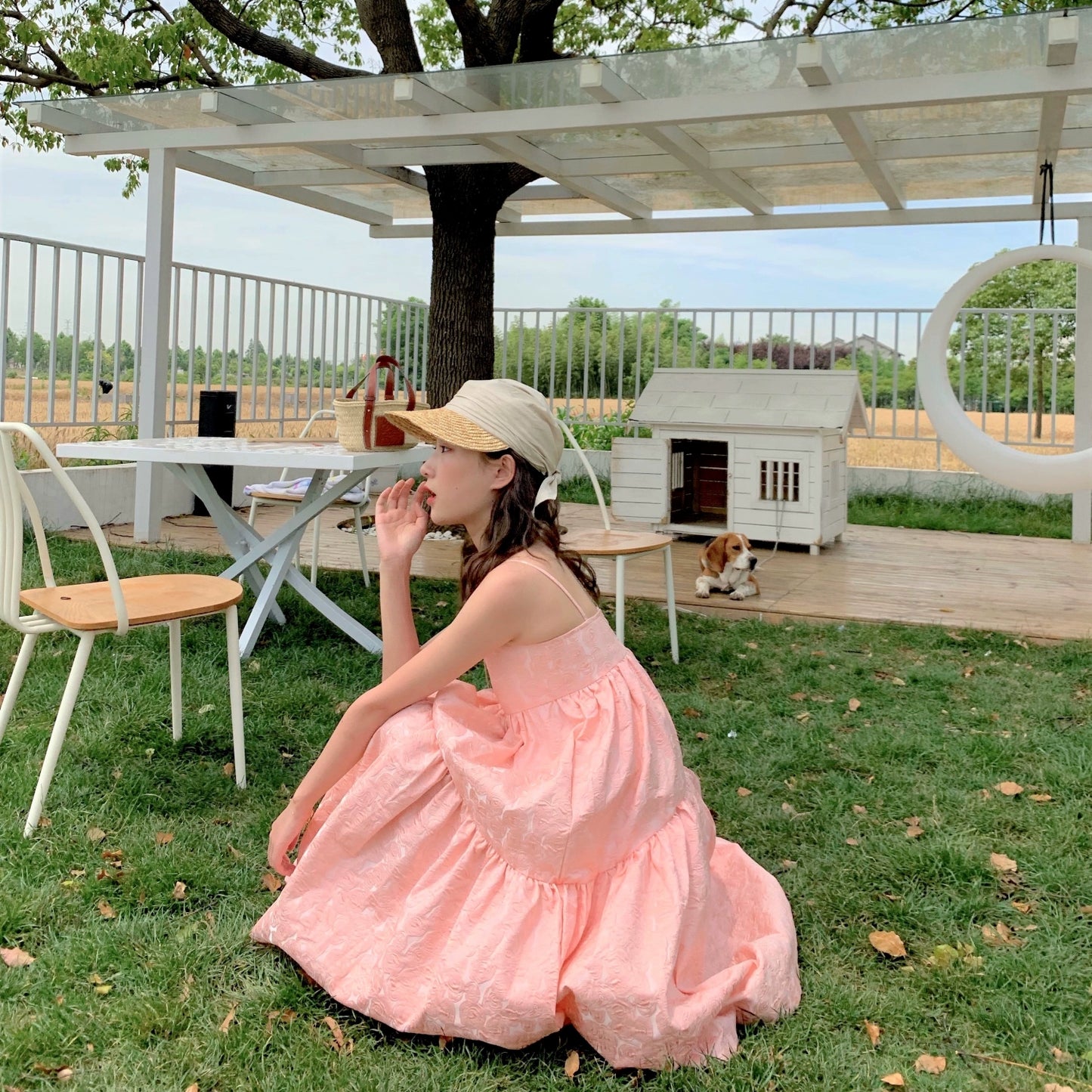 Fairy Pink Mid Length Long Length Strap Dress