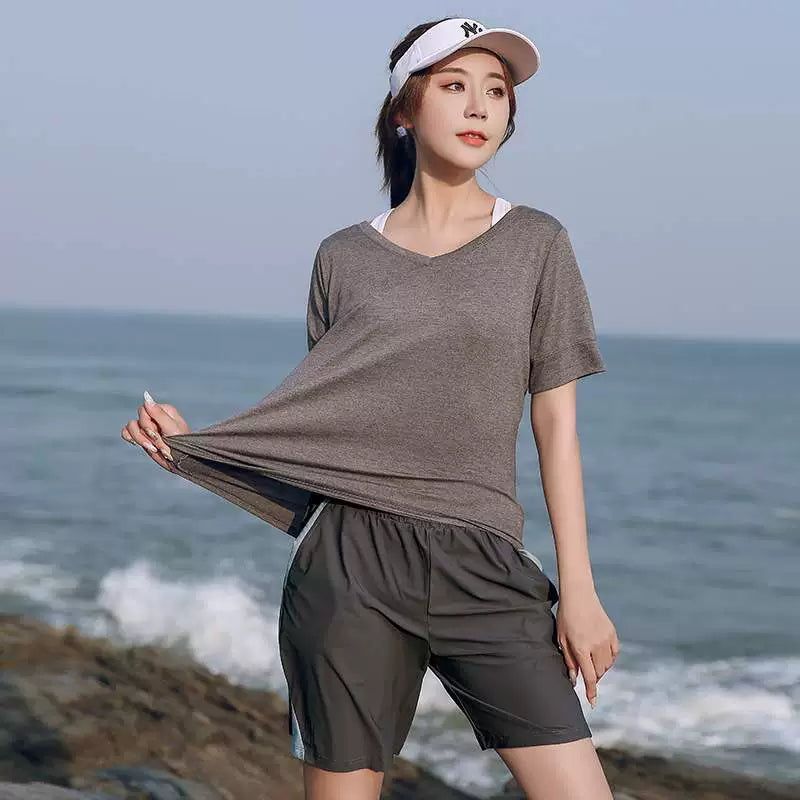 Plus Size Yoga Wear Women's Summer Fitness Suit Plus Size Ladies Loose Shorts 100.00kg Running Quick Drying Clothes Morning Running Sportswear