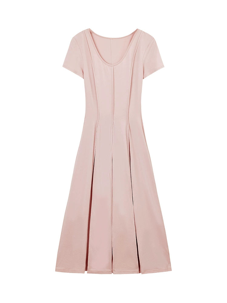 Sleepy Bunny 16 Pieces Patchwork Three-Dimensional Pink Slim-Fit Long Dress