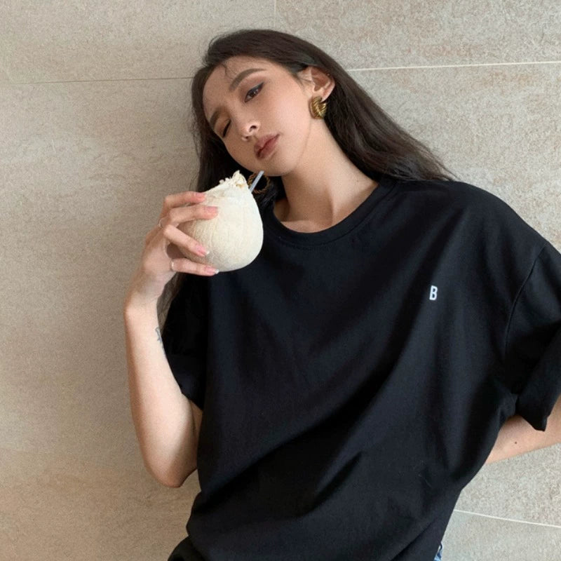 Harajuku Designer White Top T-shirt with Short Sleeves