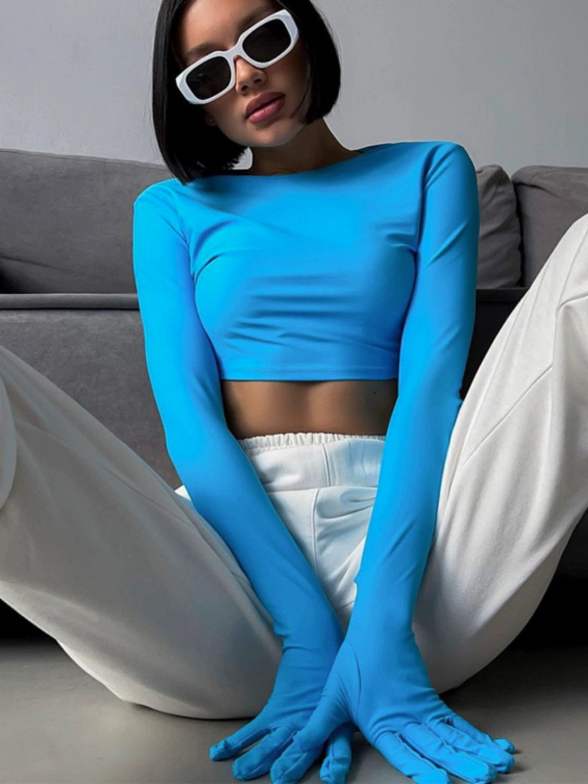 Sexy Style Bright Color Street Shot Wear Match Bare Midriff Slim Fit Tops