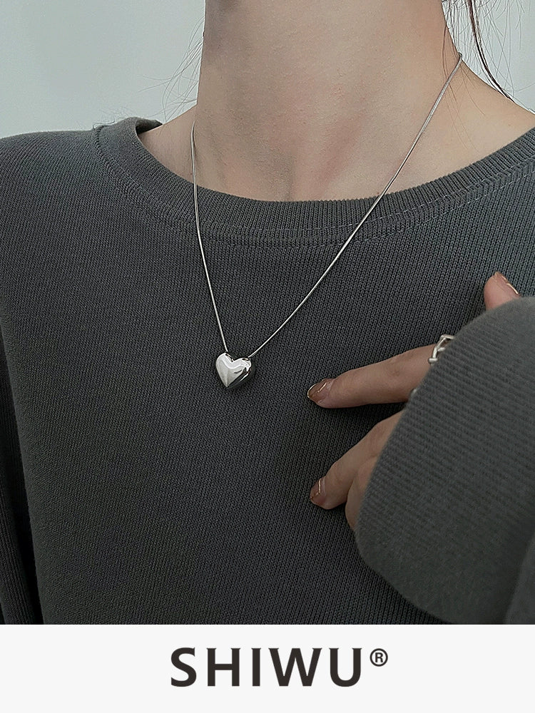 Shiwu Heart Women's Hip-Hop Sweet Cool Silver Sweater Chain