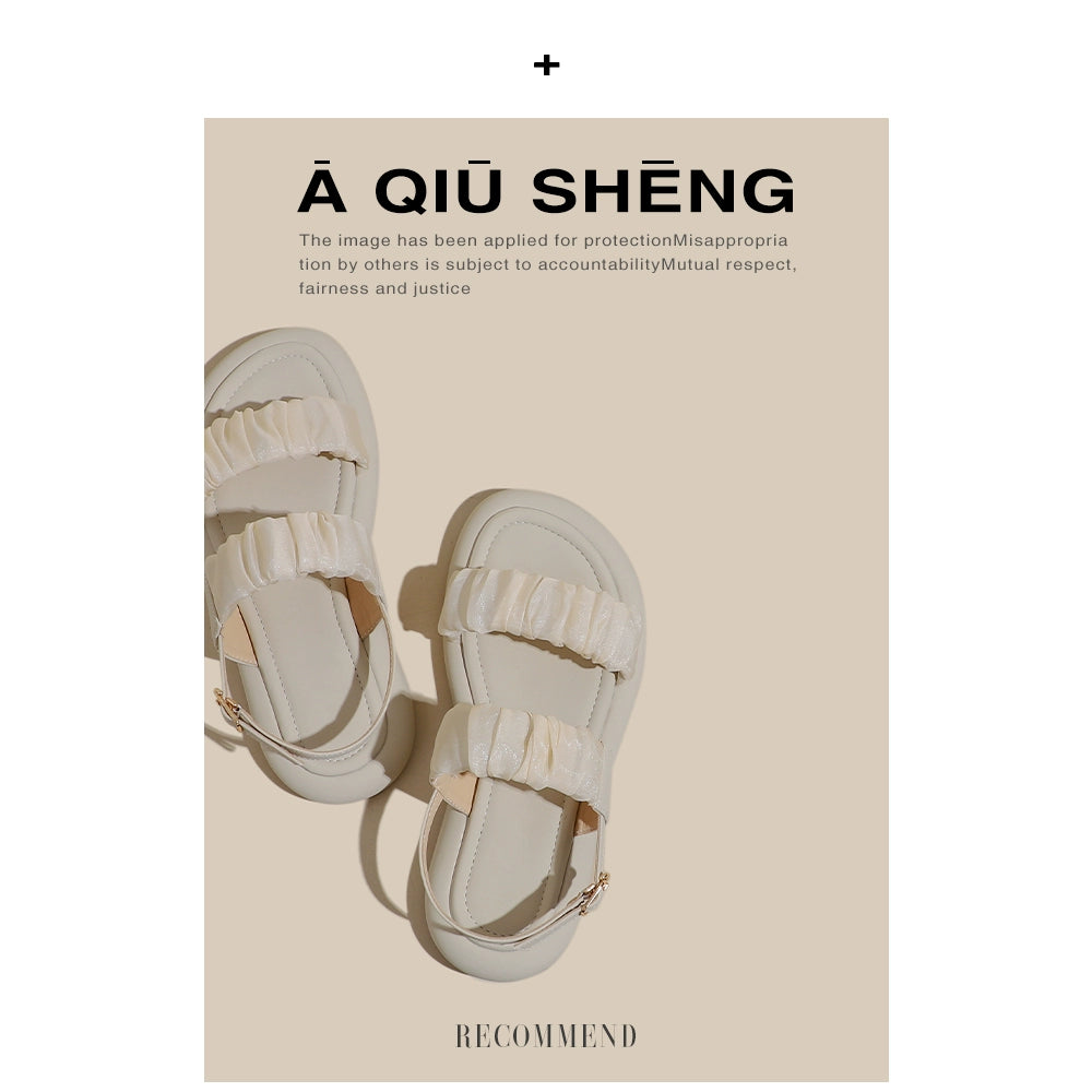 Flats Sandals Women's Summer 2024 New Arrival Fairy Style Soft Bottom Wild Plaid French Style Strap Roman Shoes Fashion