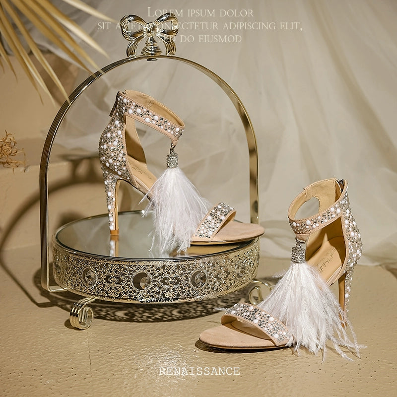 Tassel Stiletto Sexy Wedding Shoes Bridal Rhinestone