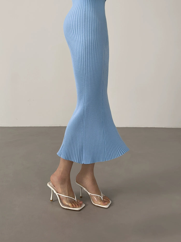 Spring and Autumn French Sexy Sexy Knitted Dress Slimming and Tight Slim Fit Sweater Adult Lady like Woman Hip V Neck Long Dress