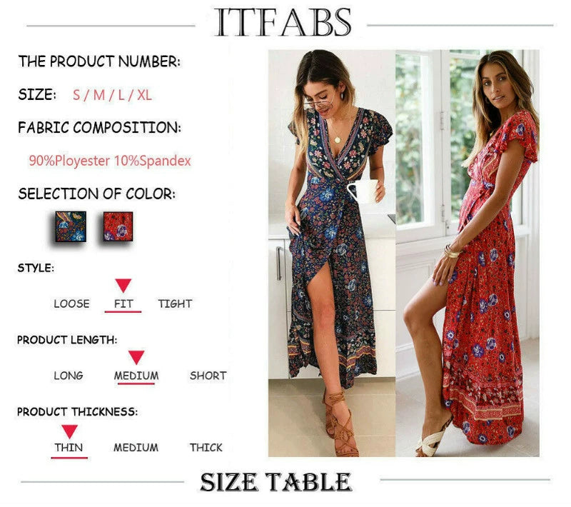 Xi Dress Summer Beach Hot Party Floral Printed Sundress 2019
