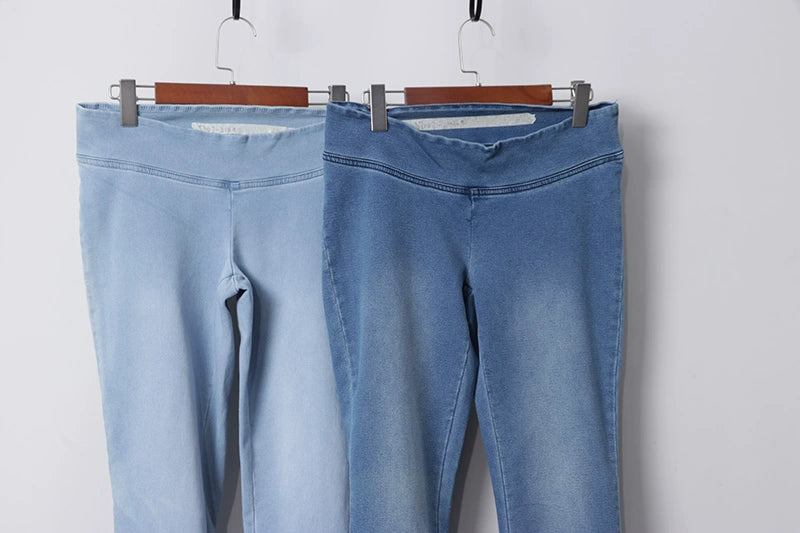 Dual-Use Four-Side High Elastic Imitation Denim Low Waist Skinny Pants