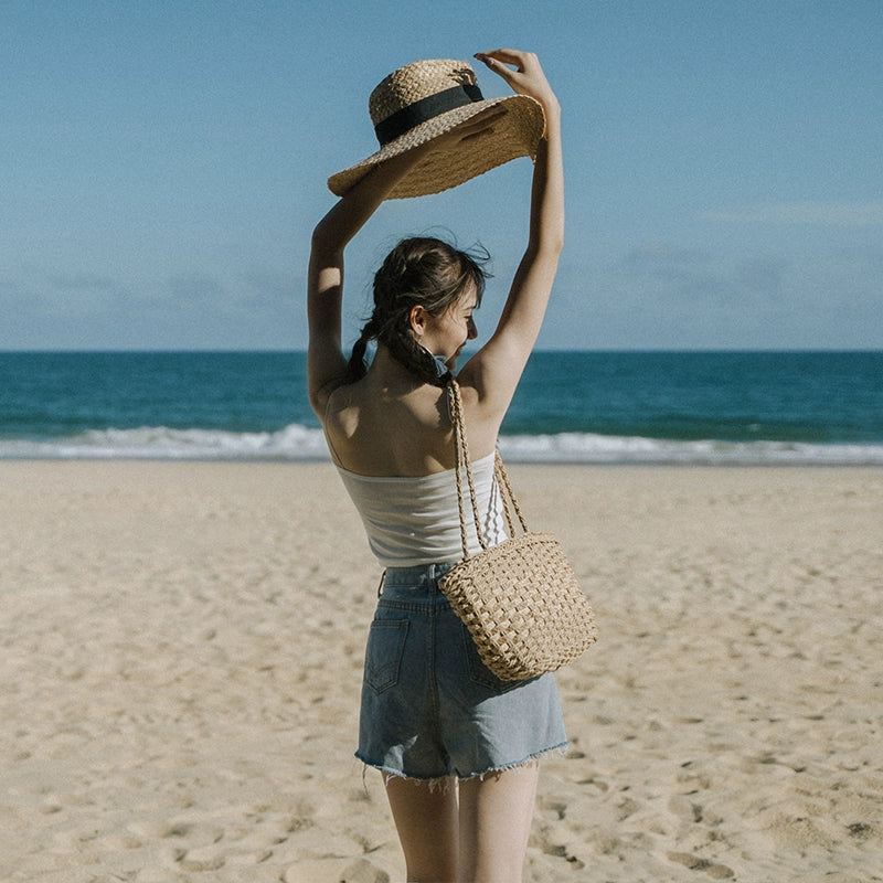 Retro Women's Summer Beach Satchel Picnic Woven Bag