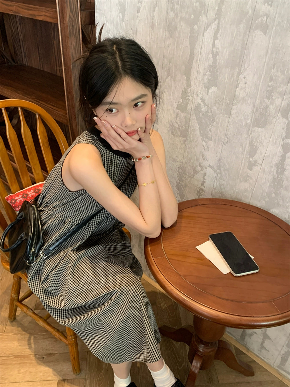 Women's Vintage Plaid Dress for Summer Casual Vest