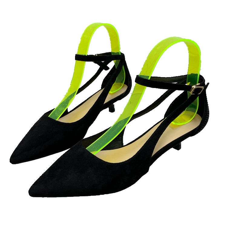 Summer Nude Color Niche Temperament Ladies Single-Layer Shoes with Buckle Strap