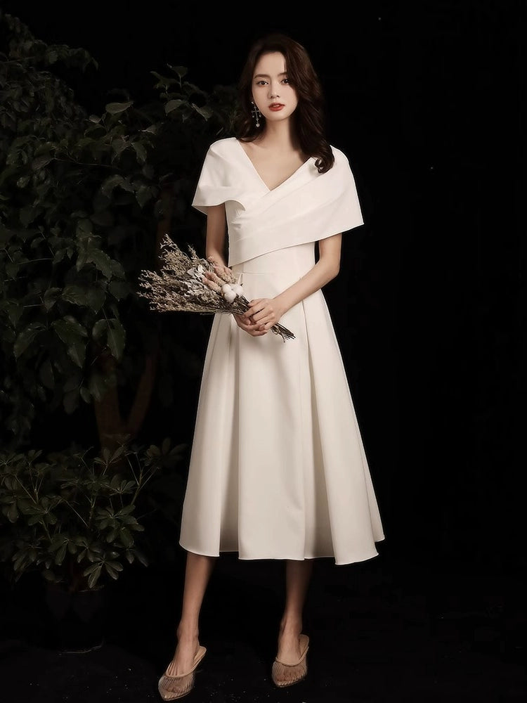 off-Shoulder White Elegant Registration Little Evening Dress