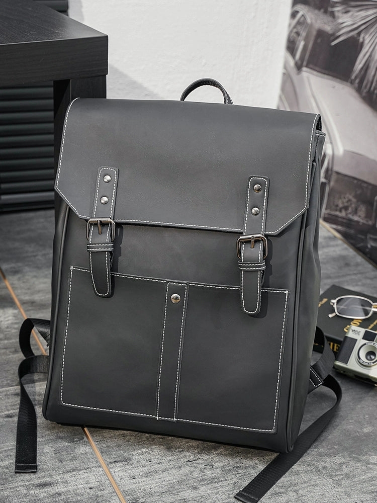 Casual Crazy Horse PU Leather Trendy Fashion Men's Backpack