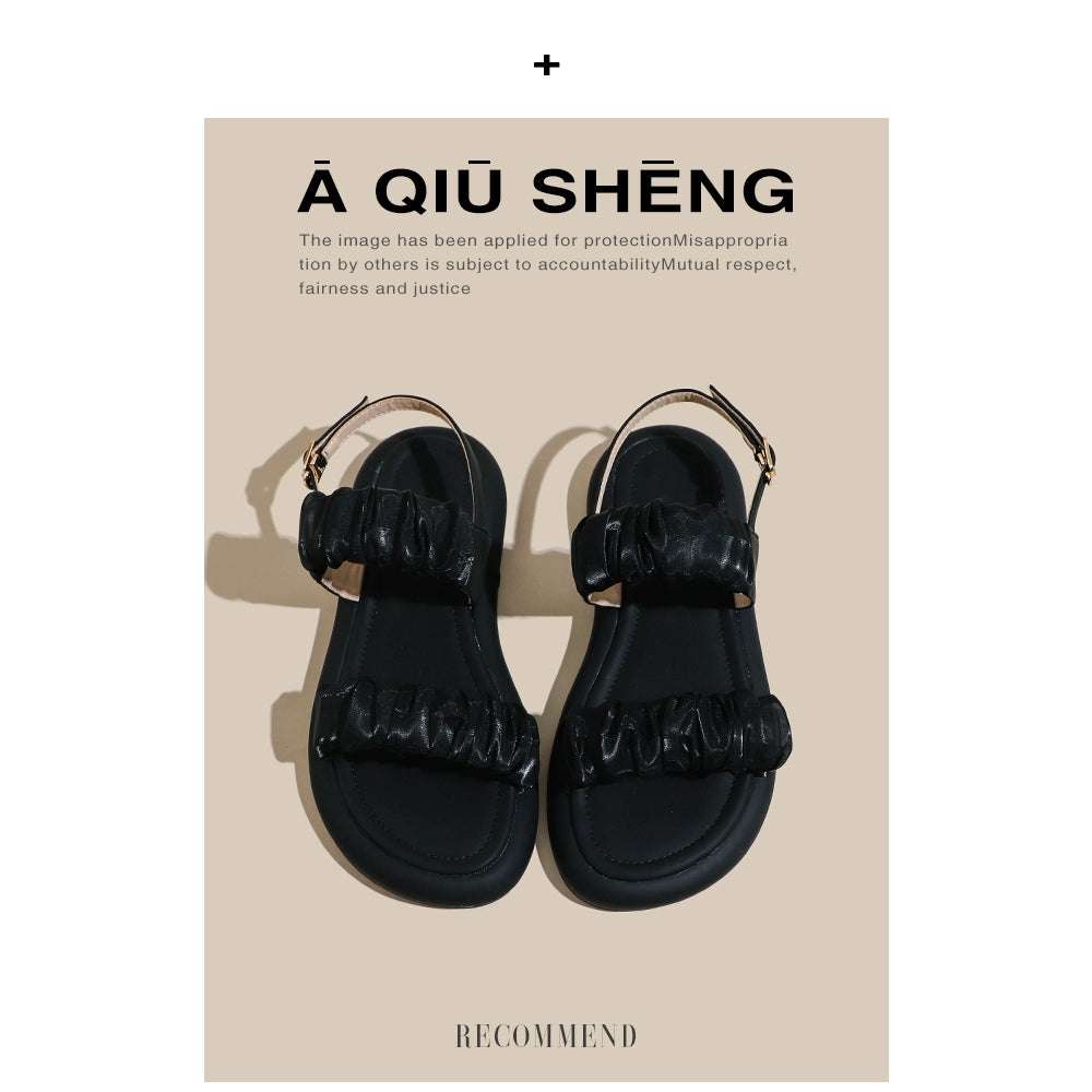 Flats Sandals Women's Summer 2024 New Arrival Fairy Style Soft Bottom Wild Plaid French Style Strap Roman Shoes Fashion